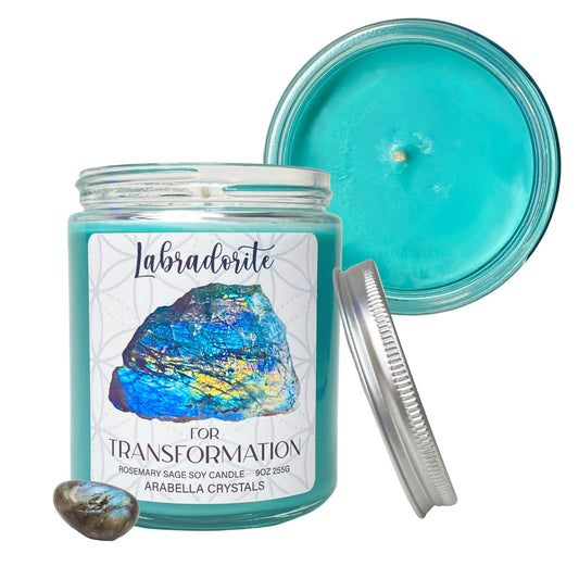 Labradorite Crystal Candle
