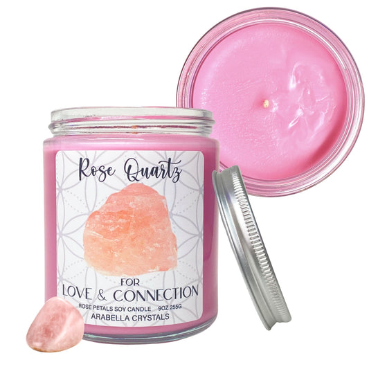 Rose Quartz Crystal Candle