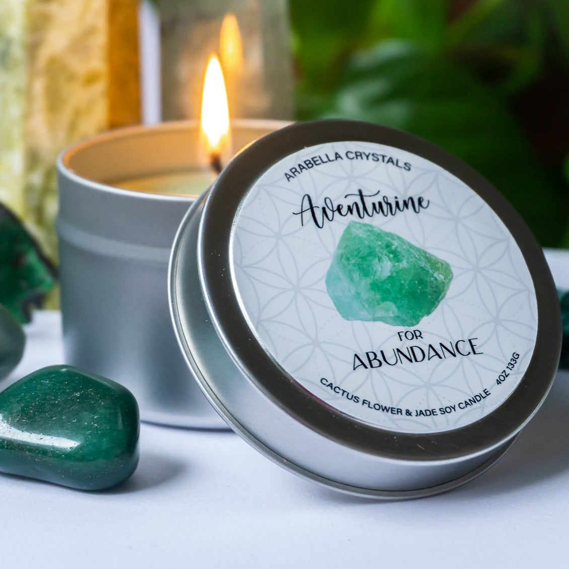 Aventurine Crystal Candle Tin