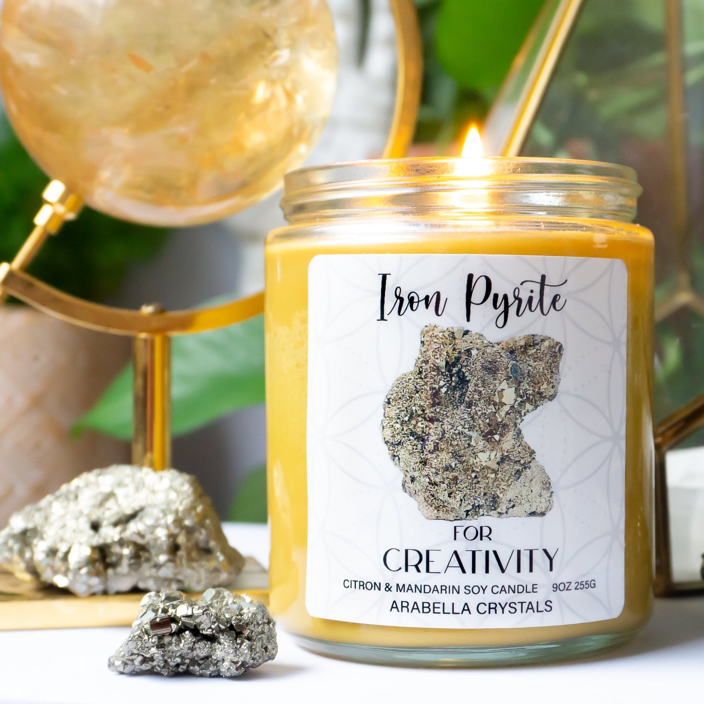 Iron Pyrite Crystal Candle