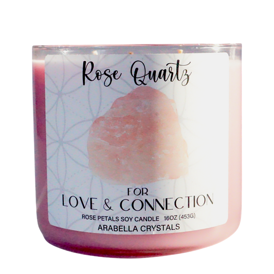 Rose Quartz Crystal 3-Wick Candle