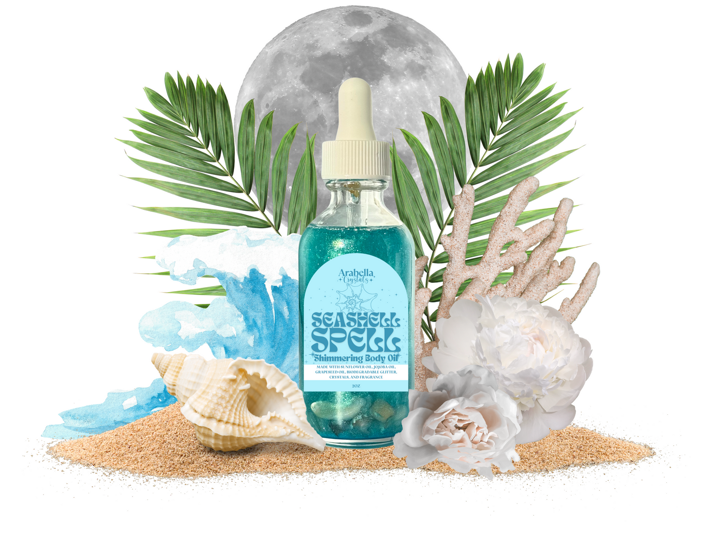 Seashell Spell – Crystal-Infused Shimmer Bath and Body Oil
