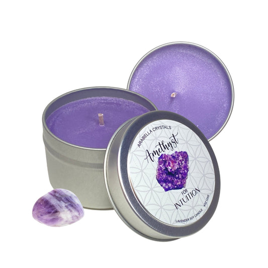 Amethyst Crystal Candle Tin