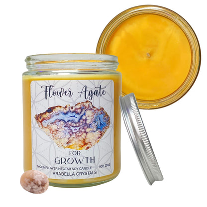 Flower Agate Crystal Candle