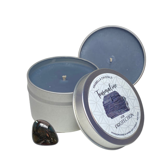 Tourmaline Crystal Candle Tin