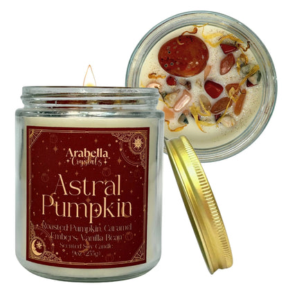 Astral Pumpkin Crystal Infused Soy Candle Notes of: Pumpkin, Caramel and Vanilla