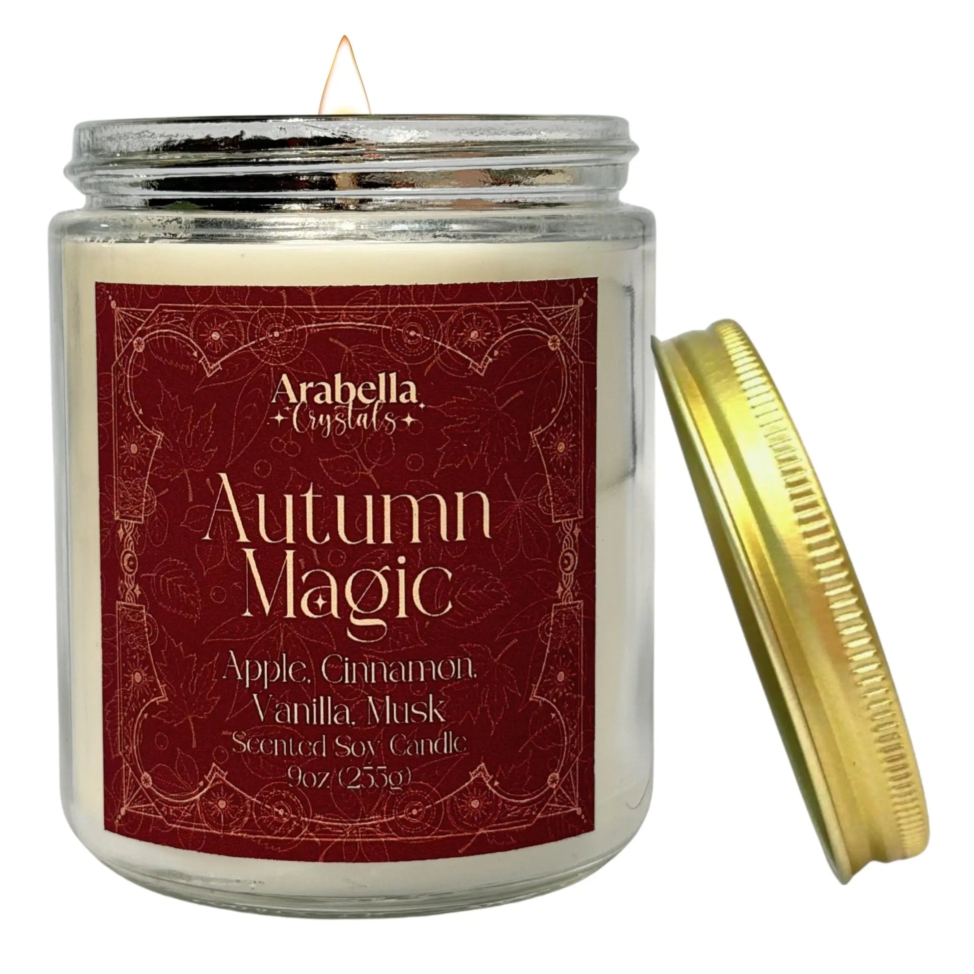 Autumn Magic Crystal Infused Soy Candle Notes of Apple, Cinnamon and Vanilla