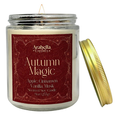 Autumn Magic Crystal Infused Soy Candle Notes of Apple, Cinnamon and Vanilla