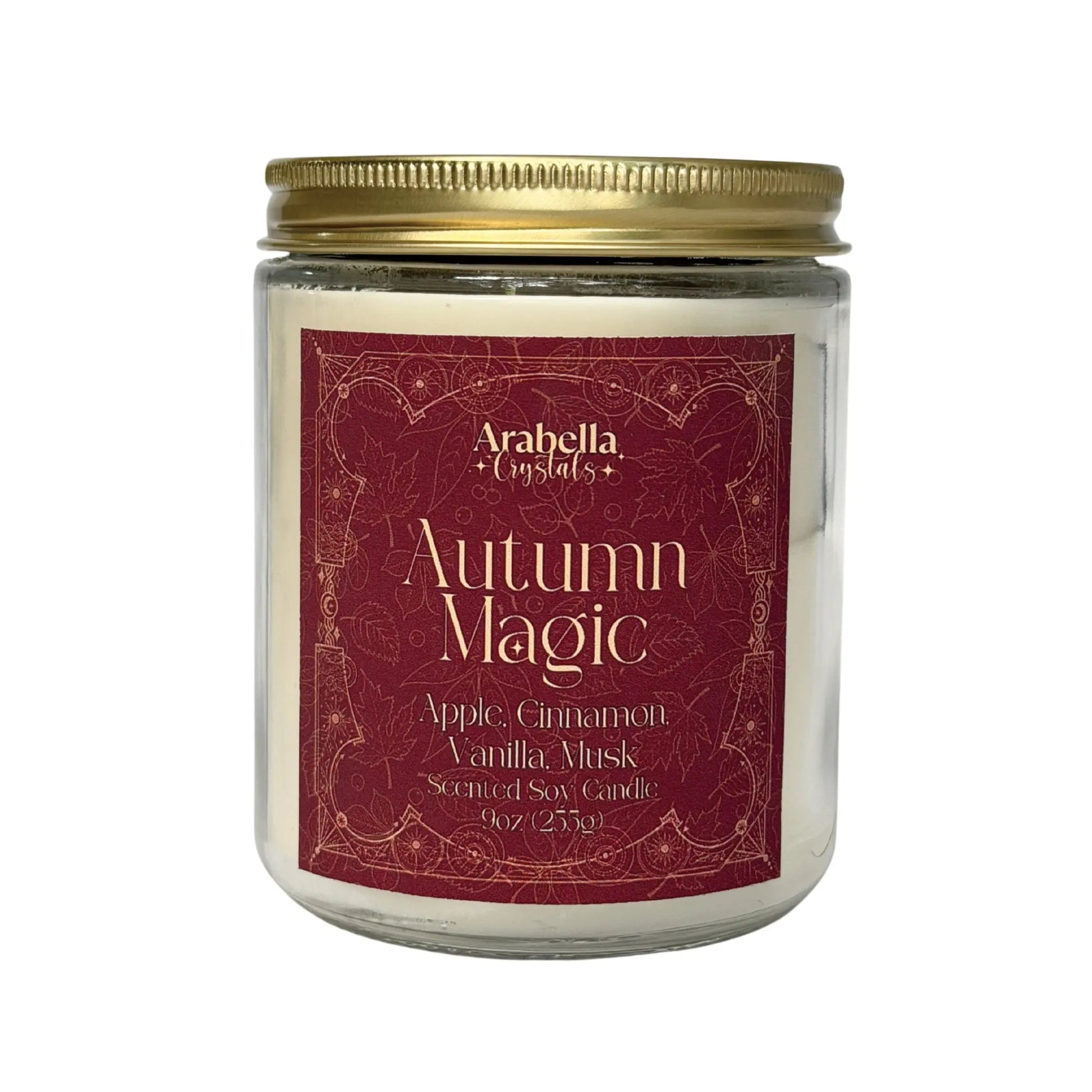 Autumn Magic Crystal Infused Soy Candle Notes of Apple, Cinnamon and Vanilla