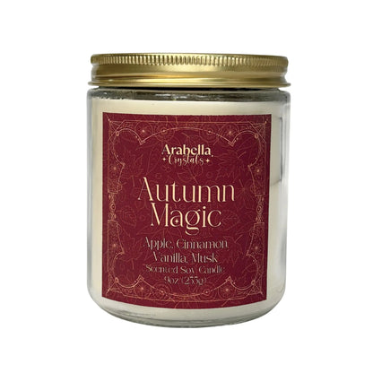 Autumn Magic Crystal Infused Soy Candle Notes of Apple, Cinnamon and Vanilla