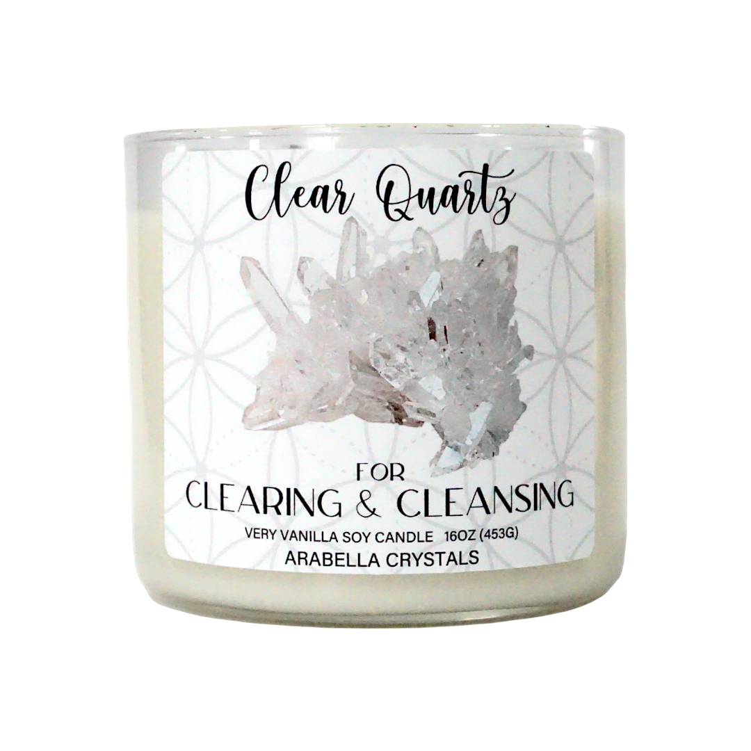 Clear Quartz Crystal 3-Wick Candle