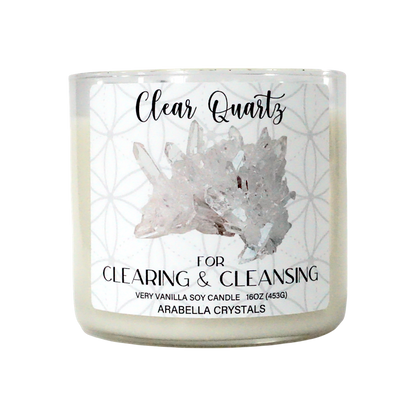 Clear Quartz Crystal 3-Wick Candle