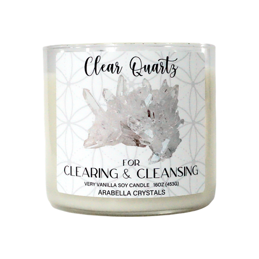 Clear Quartz Crystal 3-Wick Candle