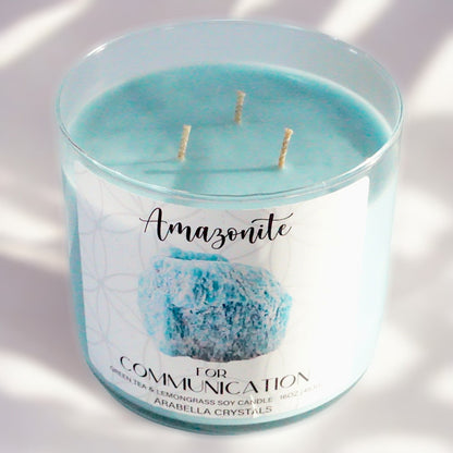 Amazonite Crystal 3-Wick Candle