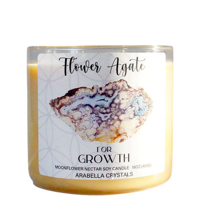 Flower Agate Crystal 3-wick candle