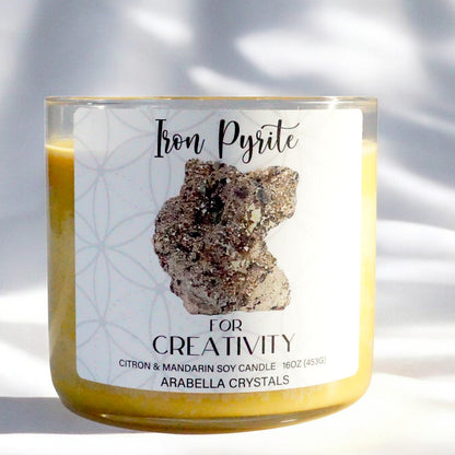 Iron Pyrite Crystal 3-wick Candle