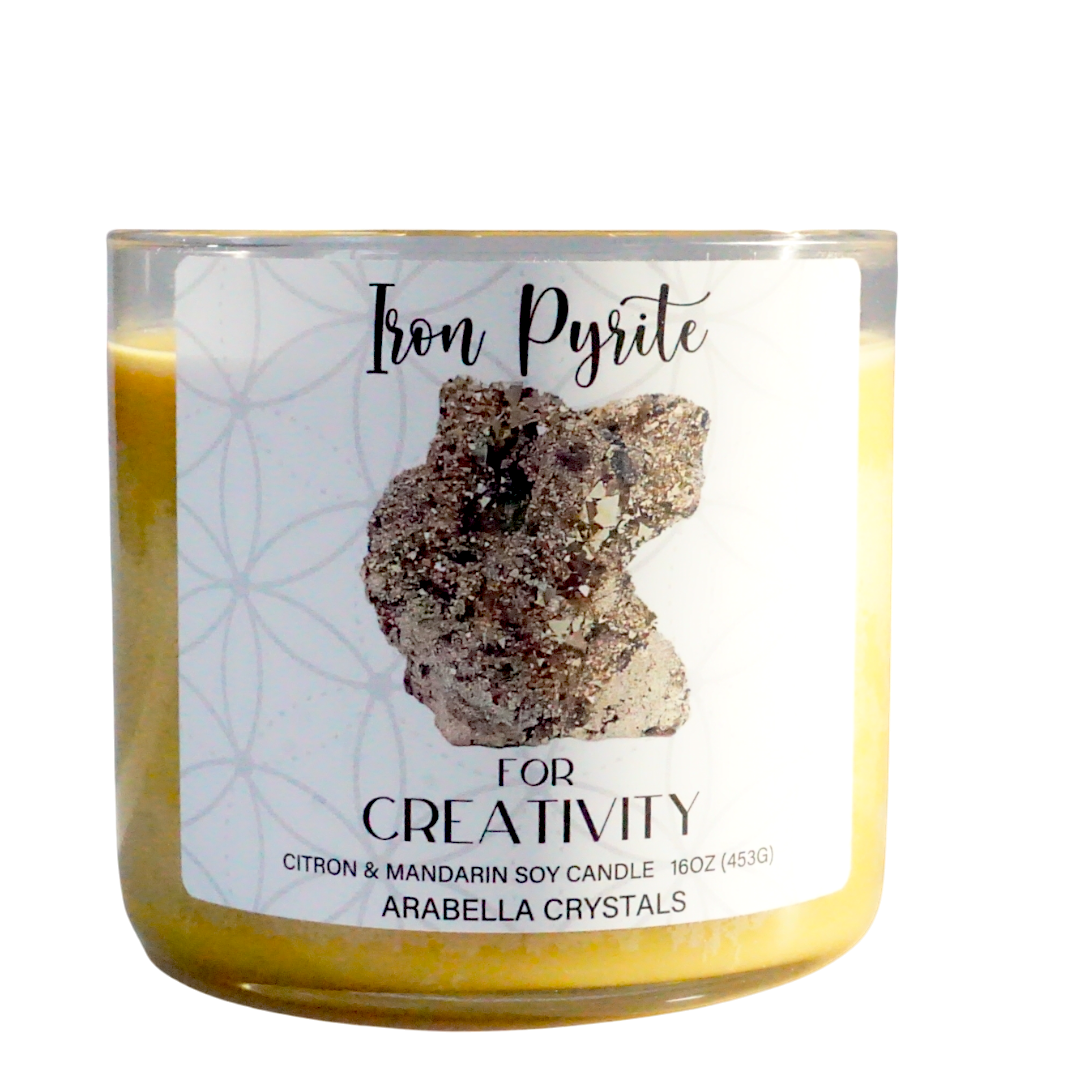 Iron Pyrite Crystal 3-wick Candle