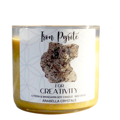 Iron Pyrite Crystal 3-wick Candle