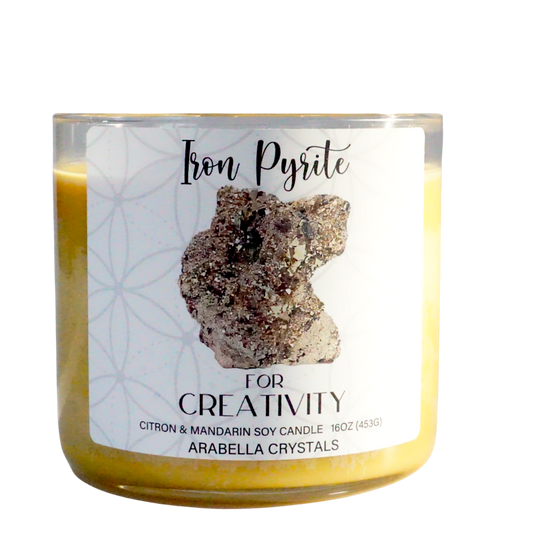 Iron Pyrite Crystal 3-wick Candle