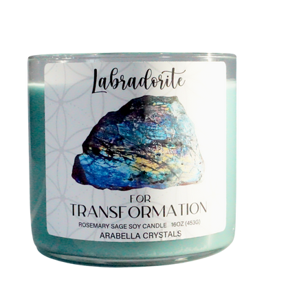 Labradorite Crystal 3-wick Candle