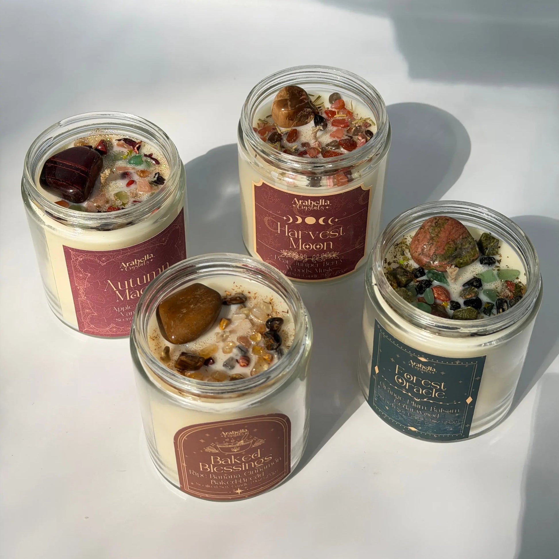 Baked Blessings Crystal Infused Soy Candle Notes of: Banana, Orange and Cardamom