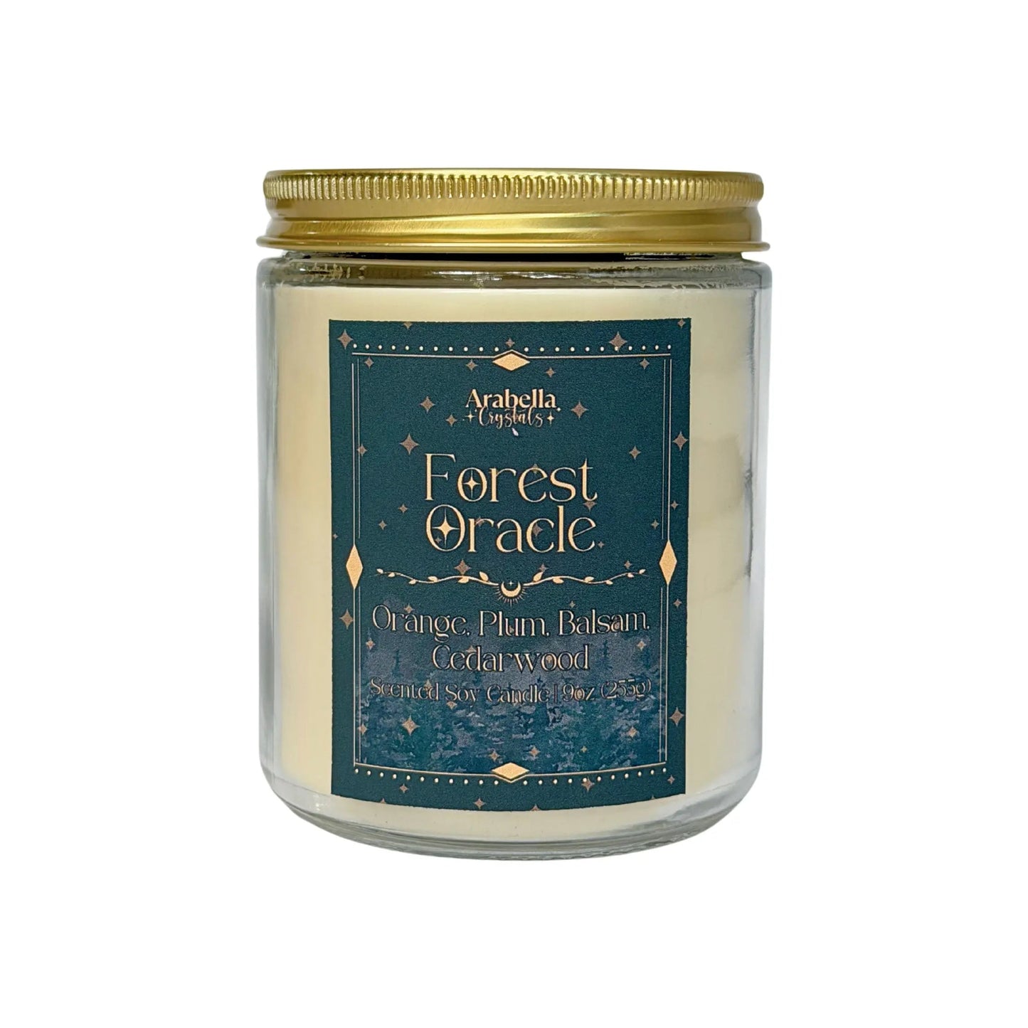 Forest Oracle Crystal Infused Soy Candle Notes of: Orange, Lily and Balsam