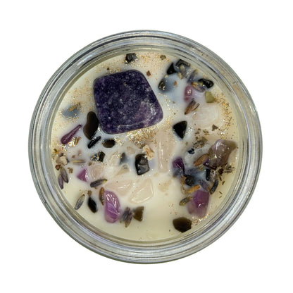 Grimoire Spell Crystal Infused Soy Candle Notes of: Grapefruit, Peach, Musk