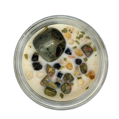 Wizards and Wands Crystal Infused Soy Candle Notes of: Bergamot, Violet and Cedarwood