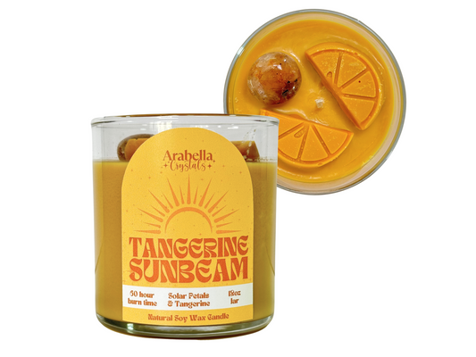 Tangerine Sunbeam – Crystal-Infused Candle with Golden Healer